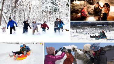 白川郷の冬のおすすめの活動　雪像やかまくら、スノーアーチ、そして雪のブロックを積み上げたイグルー等